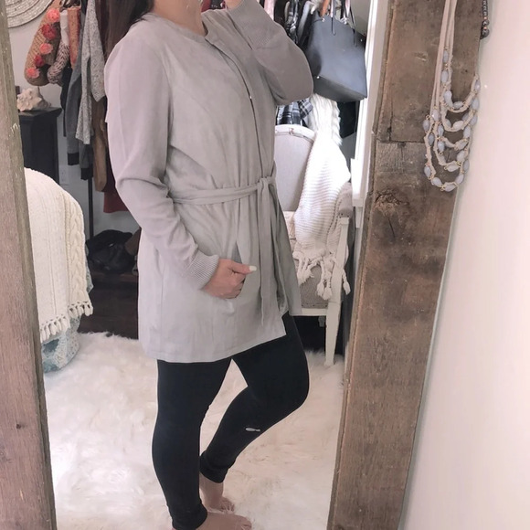 H by Halston size 16 grey trendy trench coat - Picture 4 of 10